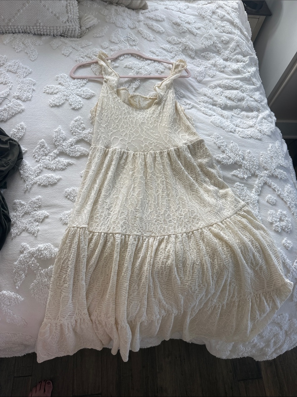 Anthropologie Maeve Cream Lace Tiered Summer Dress